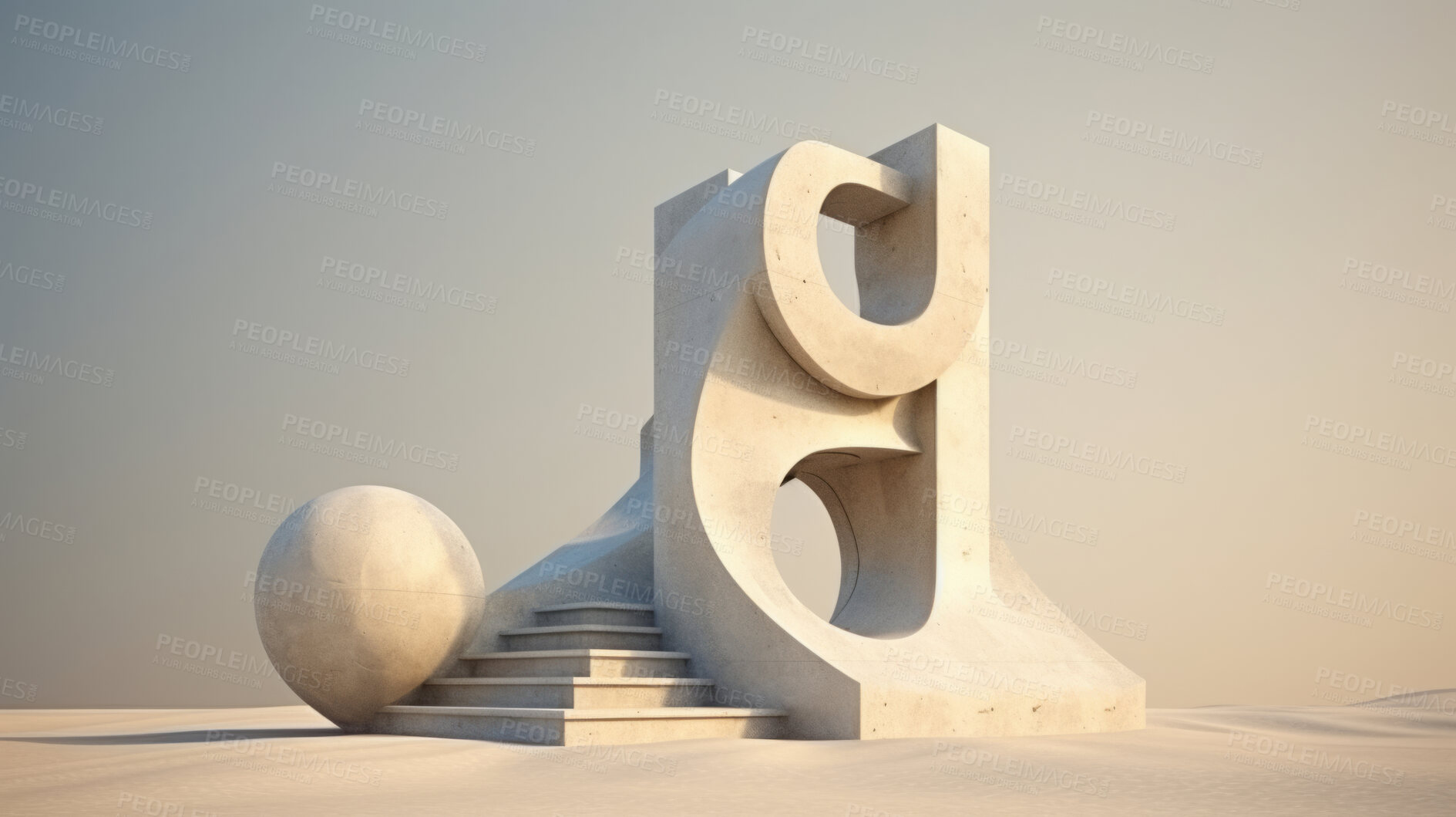 Buy stock photo Abstract architecture design background, intricate futuristic concrete interior 3d render