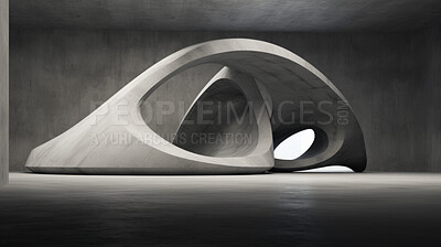 Abstract architecture design background, intricate futuristic concrete interior 3d render