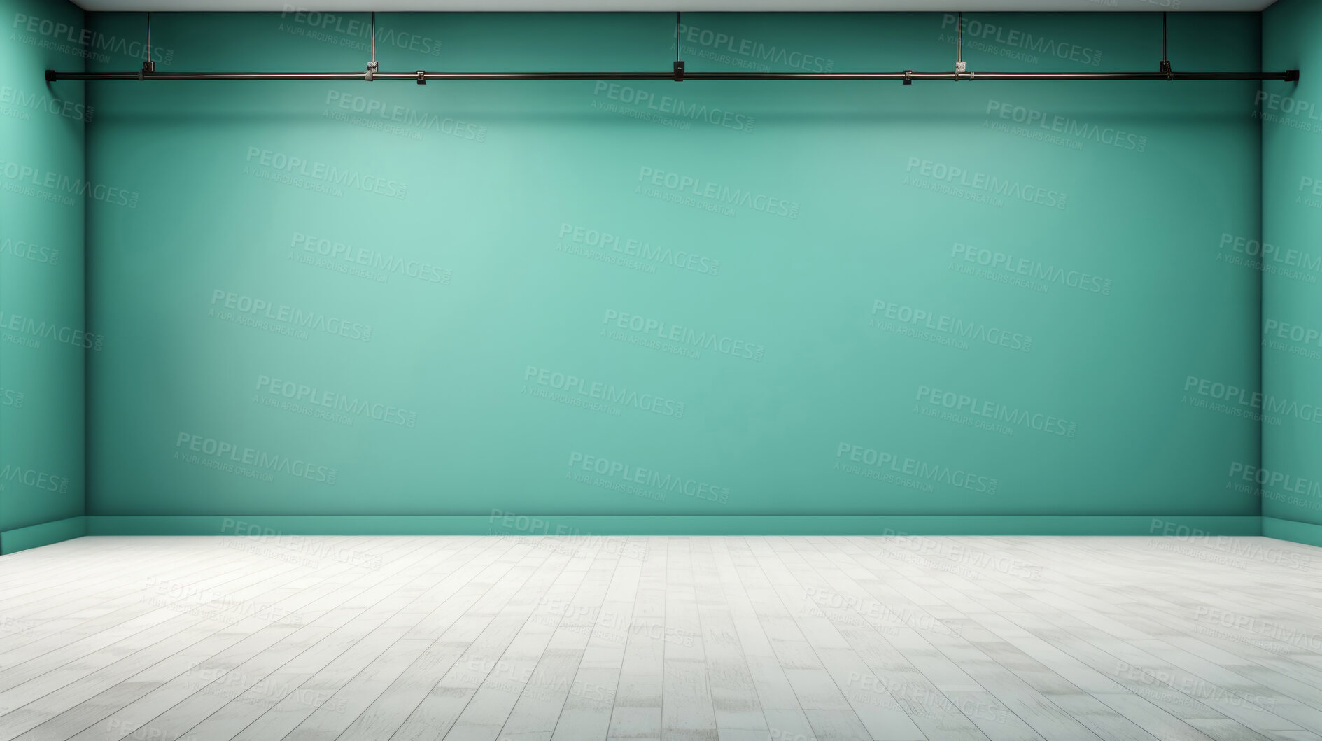 Buy stock photo Minimal abstract empty interior background. Green walls. Wooden floor.