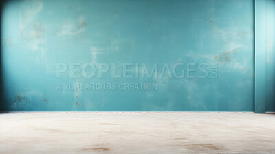 Minimal abstract empty interior background. Blue walls. Wooden floor.