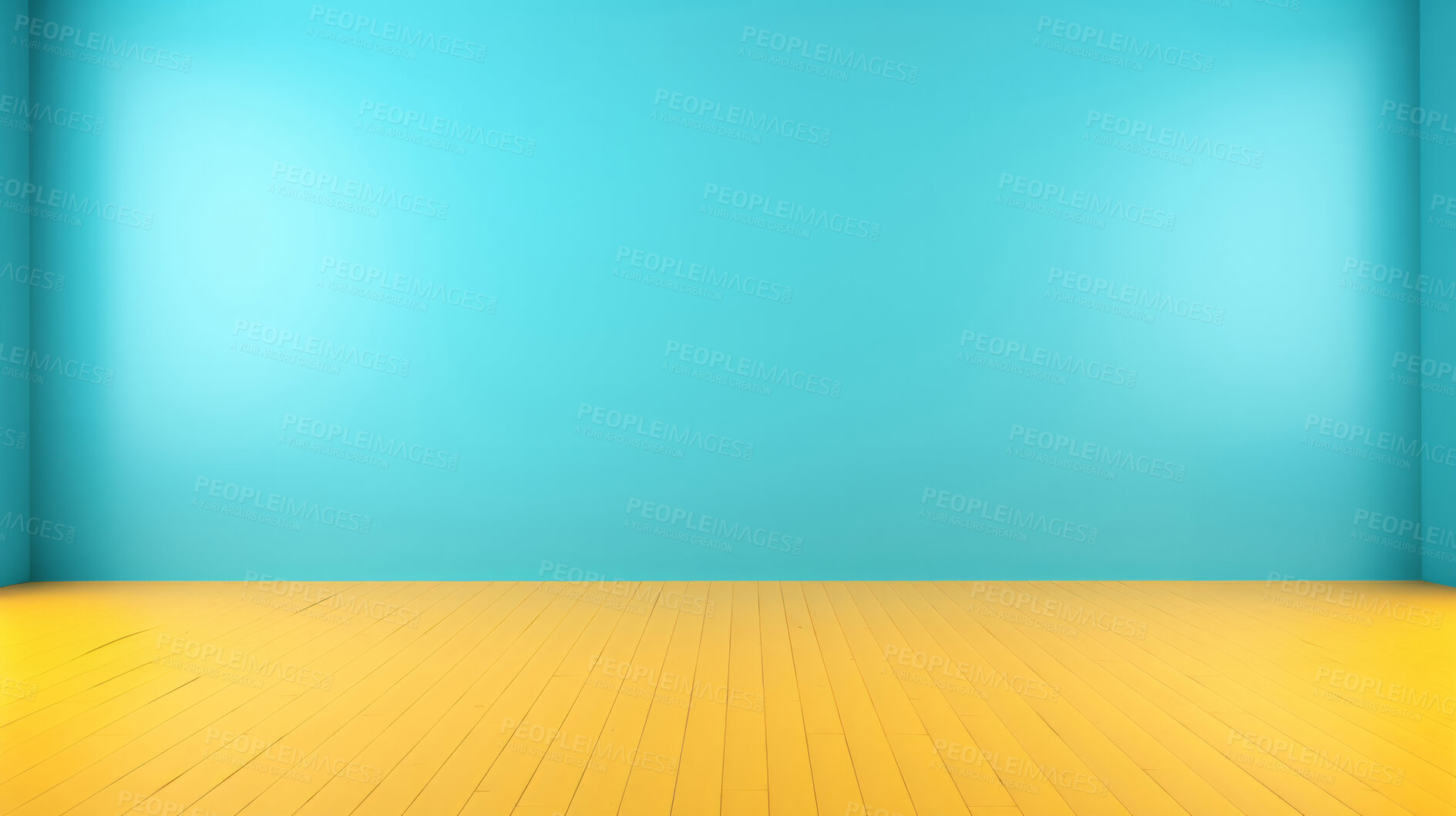 Buy stock photo Minimal abstract empty interior background. Blue walls, yellow wooden floor.