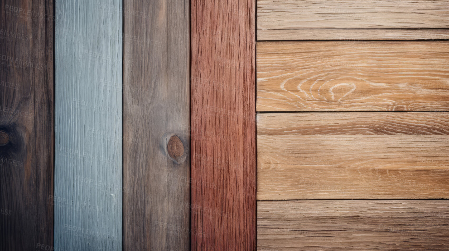 Buy stock photo Multi shades of brown wood table, wall or floor background, wooden texture. Copy space.