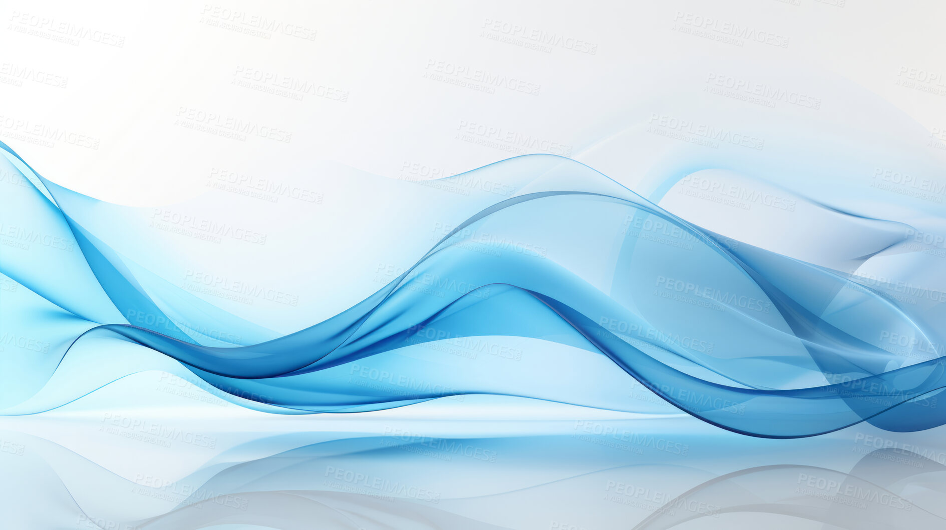 Buy stock photo Transparent flowing waveform on white background. Abstract concept.