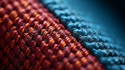 Close-up of red and blue texture fabric cloth textile background.