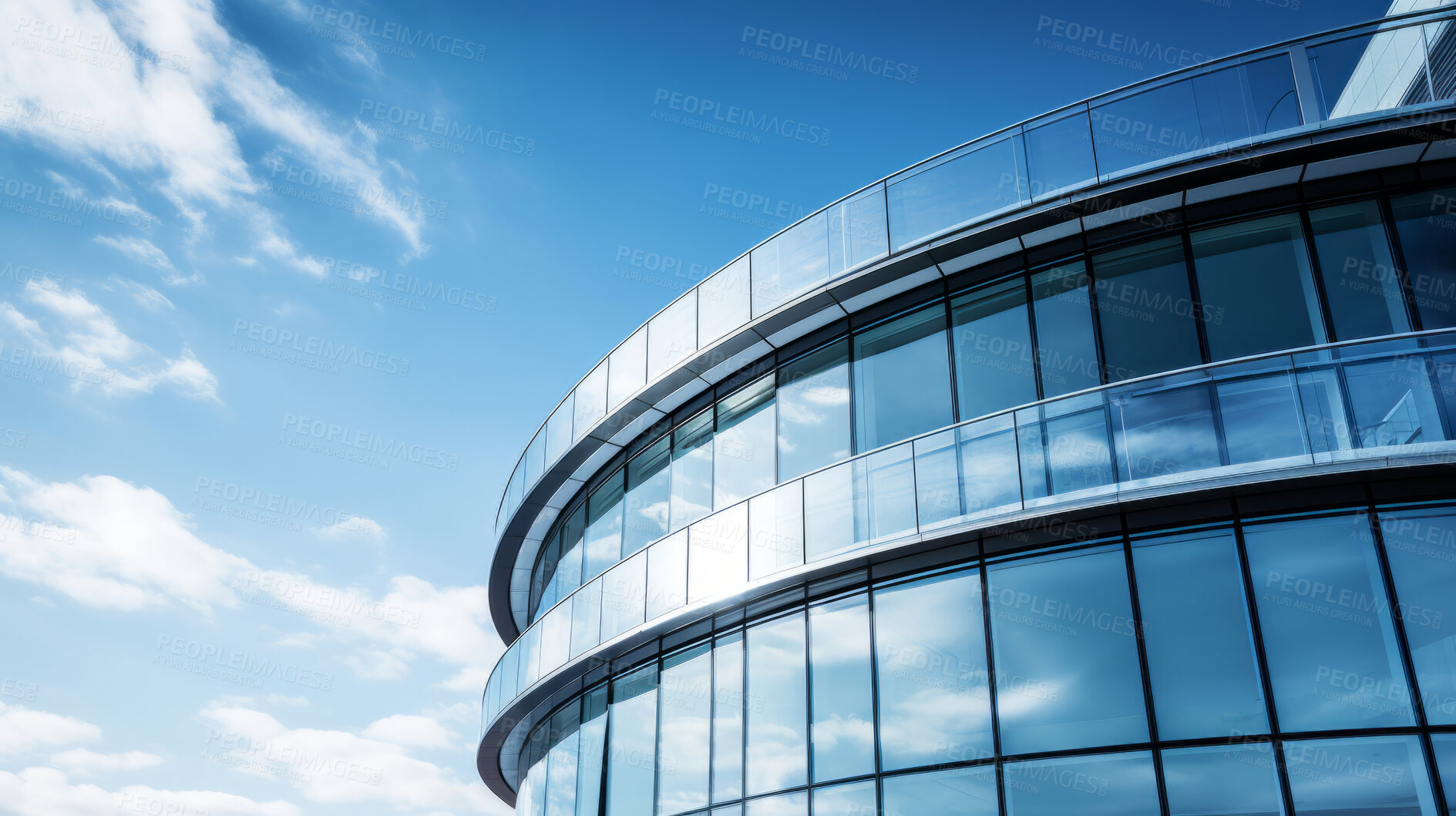 Buy stock photo Render of futuristic architecture design detail with blue sky in background