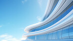 Render of futuristic architecture design detail with blue sky in background