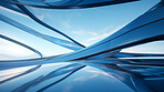 Render of futuristic architecture design detail with blue sky in background