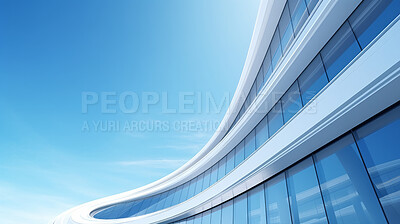 Render of futuristic architecture design detail with blue sky in background