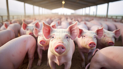 Pig farming industry. Livestock pork breeding business.