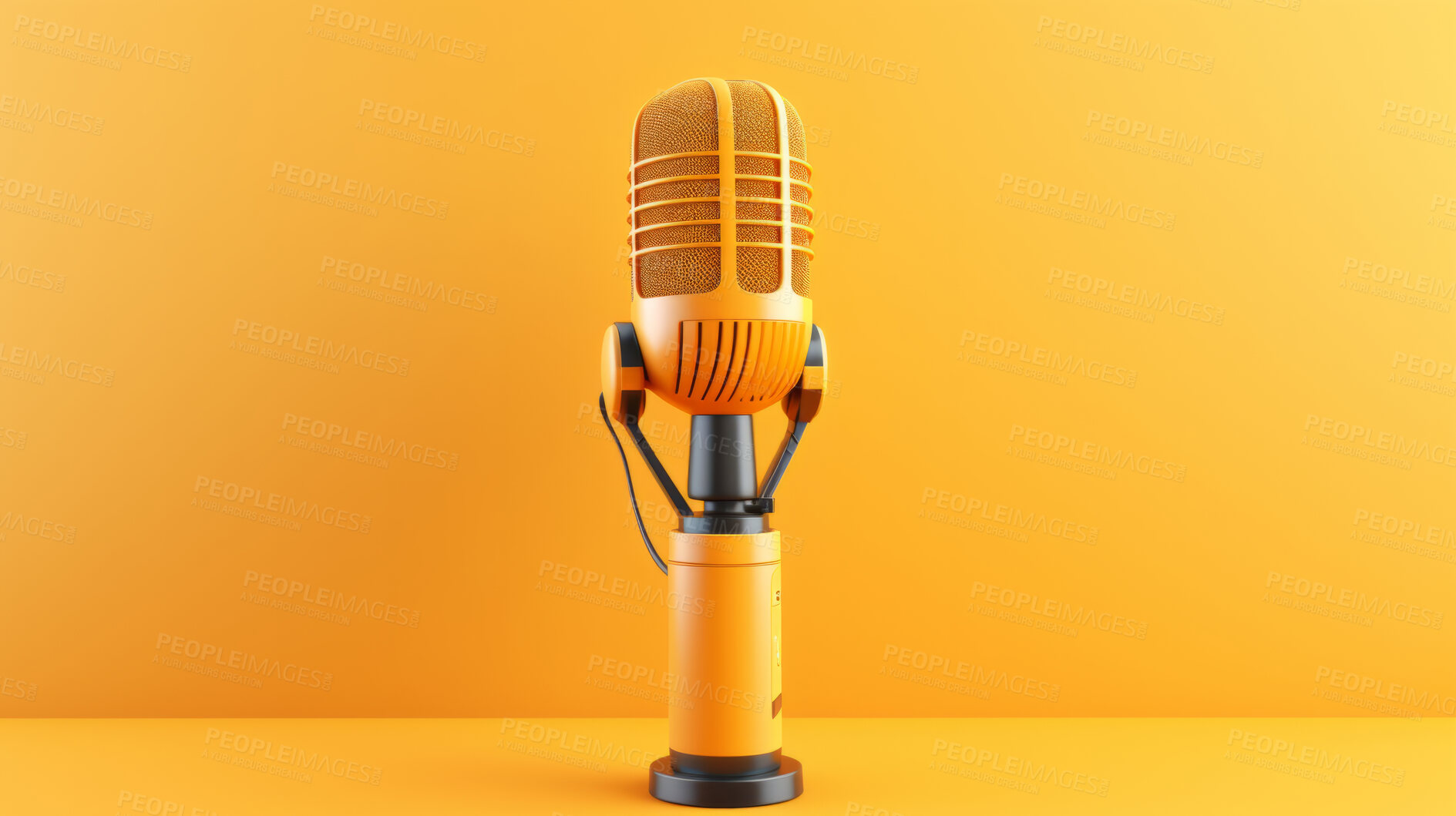 Buy stock photo 3D render of a podcast microphone, for radio, live streaming and recording music