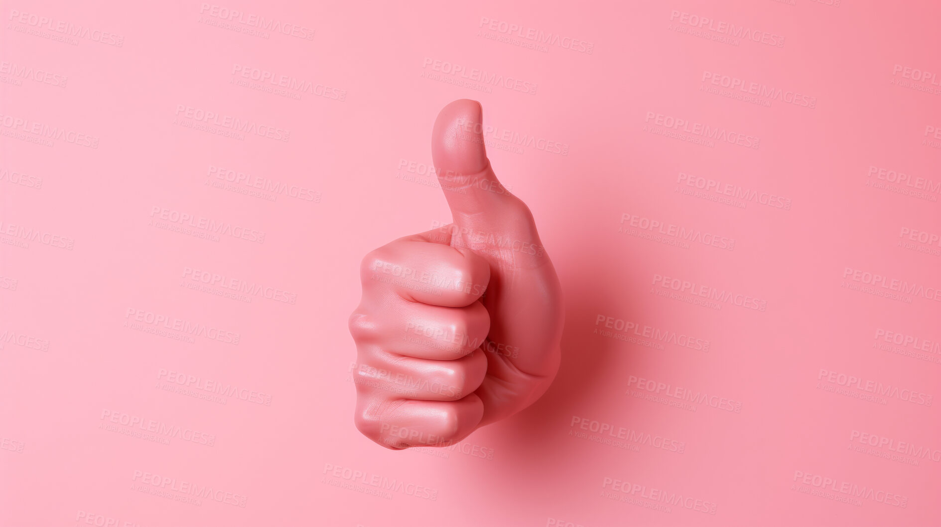 Buy stock photo 3D render of a thumbs up hand gesture to show approval, acceptance and confirmation