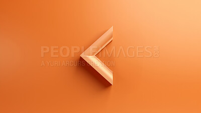 Buy stock photo 3D render of an arrow for location or direction or guide, against an orange background