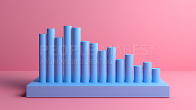 3D render of a bar graph for business seo research, analysis, forex trading and inflation