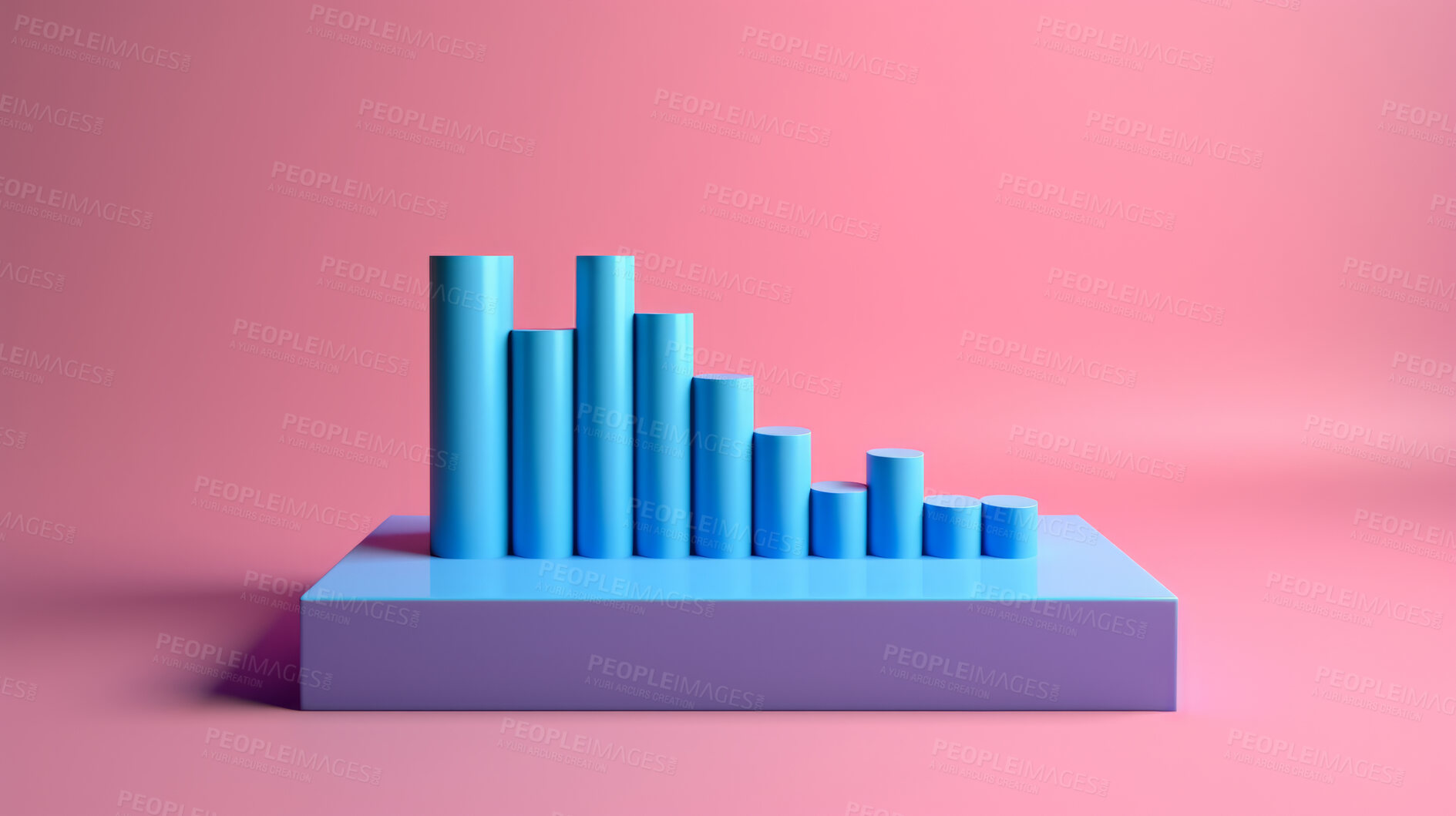 Buy stock photo 3D render of a bar graph for business seo research, analysis, forex trading and inflation
