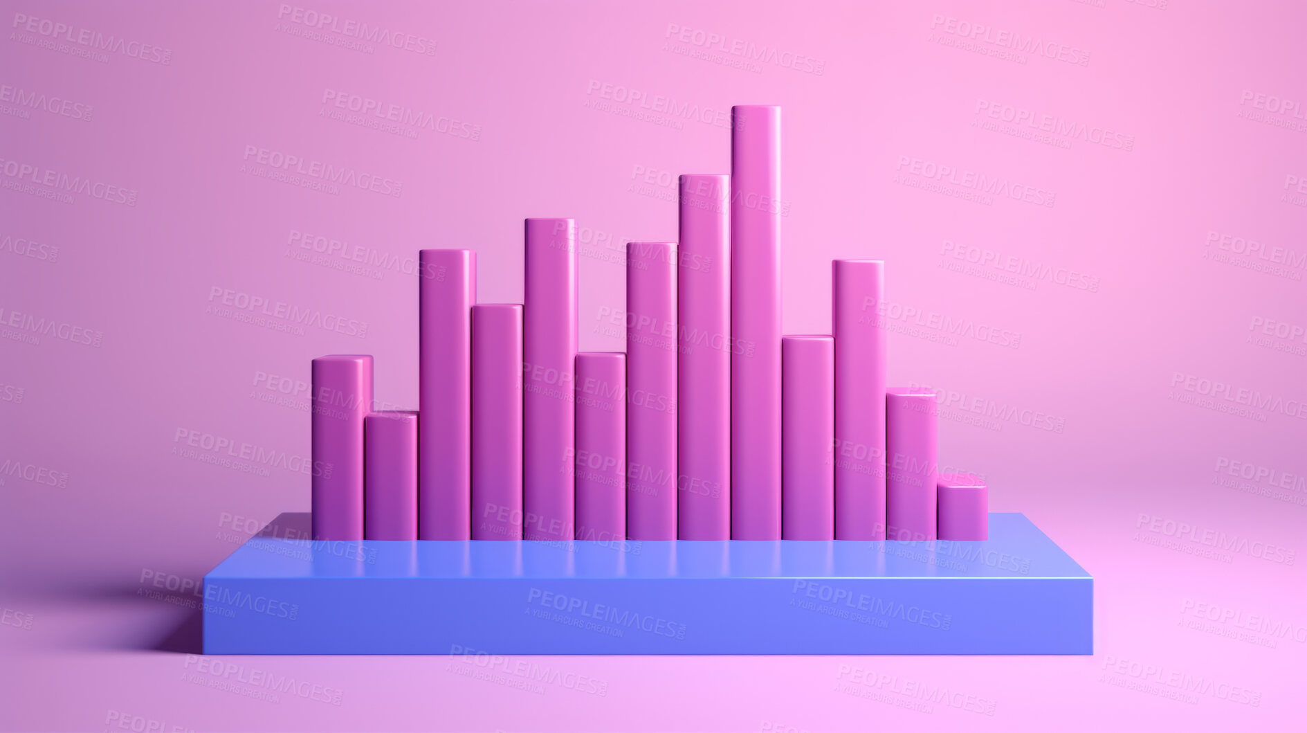 Buy stock photo 3D render of a bar graph for business seo research, analysis, forex trading and inflation