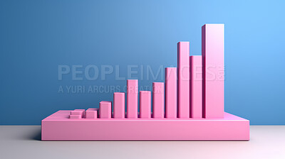 3D render of a bar graph for business seo research, analysis, forex trading and inflation