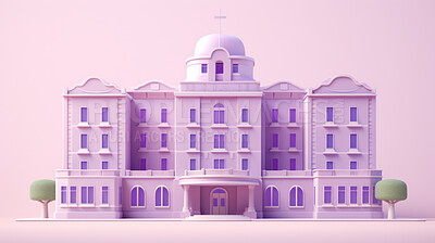 3D render of a hospital, mall or place of worship for virtual reality or architecture