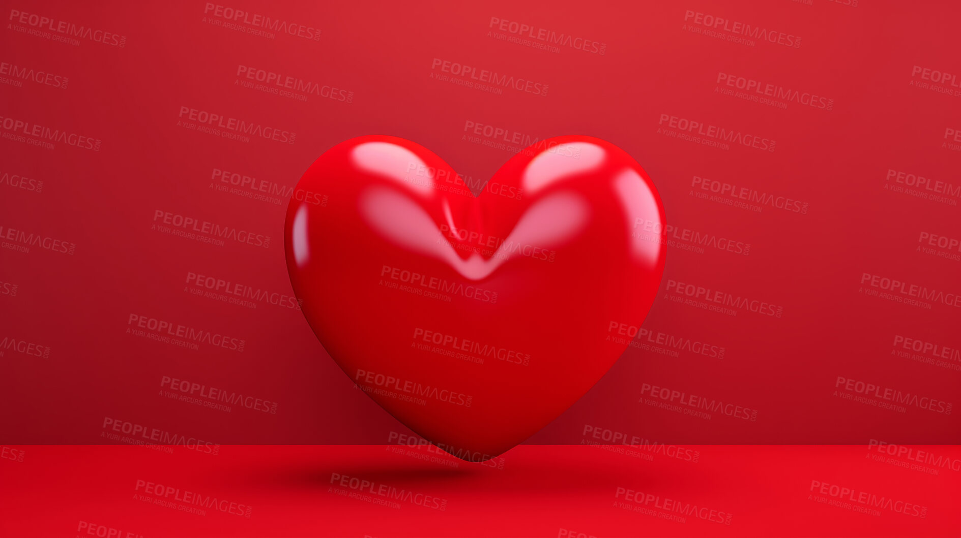 Buy stock photo Red heart balloon emoji or valentine's day icon against a red background