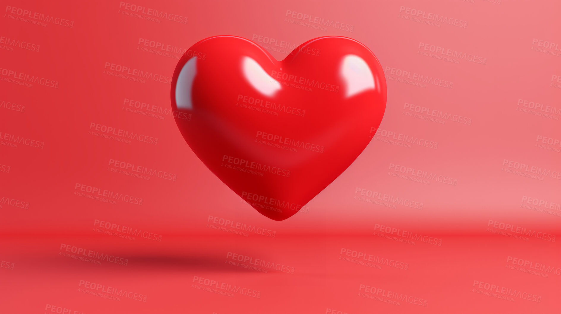 Buy stock photo Red heart balloon emoji or valentine's day icon against a red background