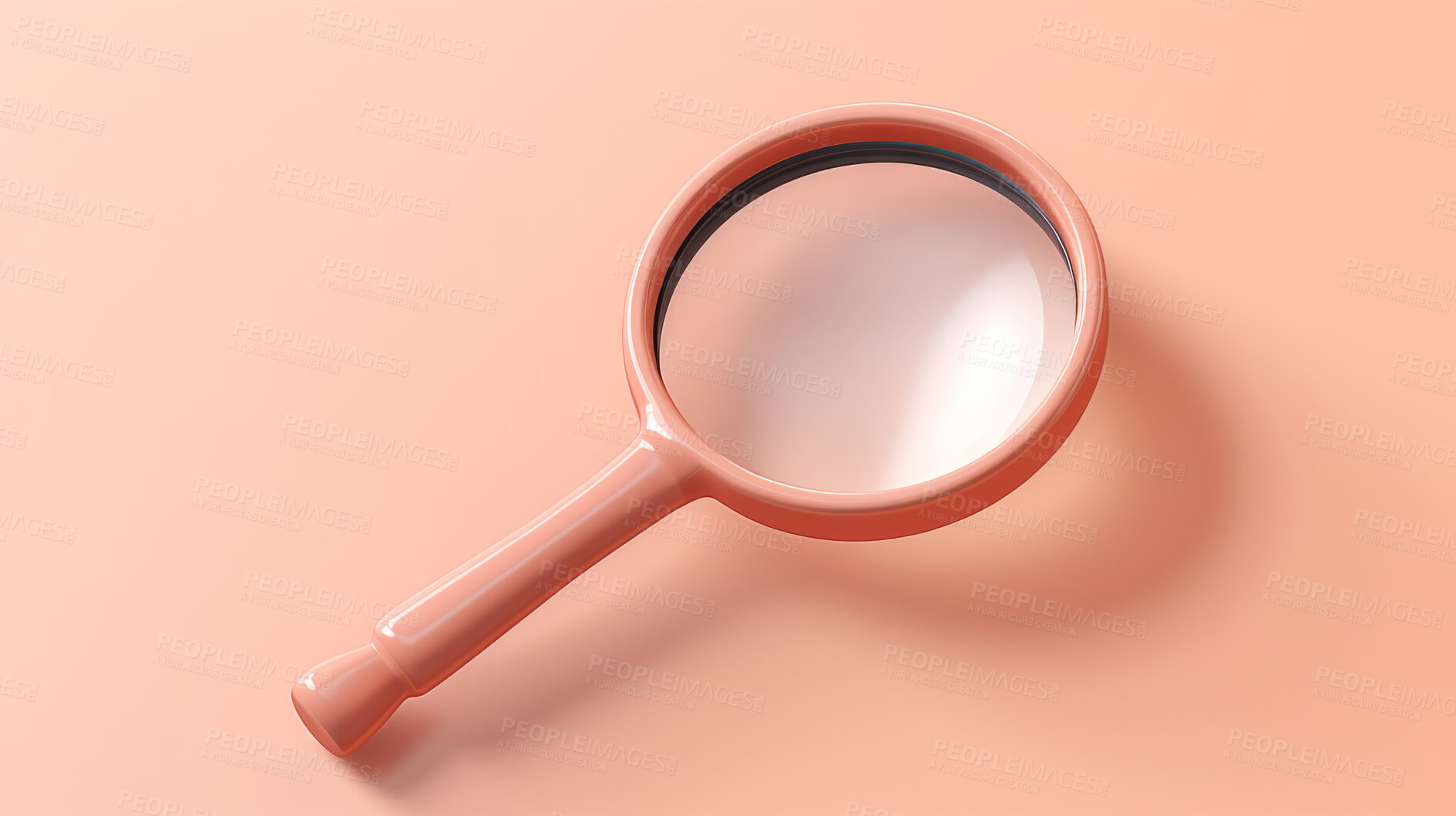 Buy stock photo Magnifying glass or search tool for seo or research against an orange background