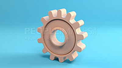 Buy stock photo 3D Settings gear, for seo, app or internet maintenance, against a blue background