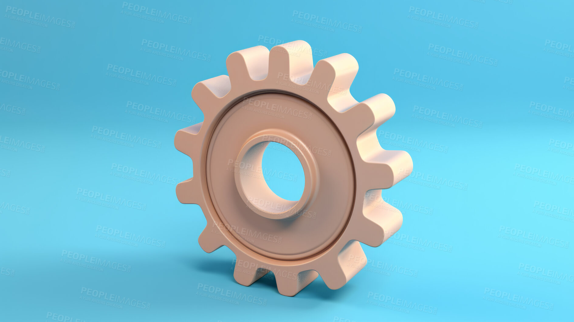 Buy stock photo 3D Settings gear, for seo, app or internet maintenance, against a blue background