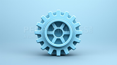 Buy stock photo 3D Settings gear, for seo, app or internet maintenance, against a blue background