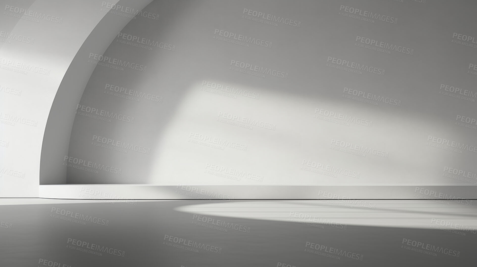 Buy stock photo Light and shadows lines on a white wall. Blank or empty wall mockup for copy space