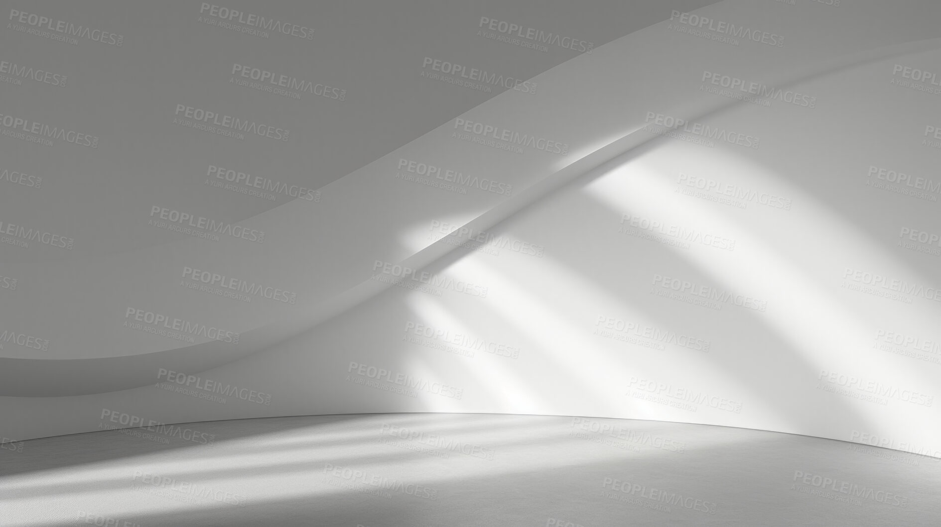 Buy stock photo Light and shadows lines on a white wall. Blank or empty wall mockup for copy space