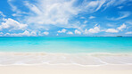 Beautiful summer tropical island with blue cloudy sky and clean turquoise  beach