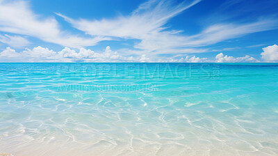 Beautiful summer tropical island with blue cloudy sky and clean turquoise beach