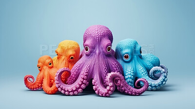 Buy stock photo Colorful octopus. Abstract art background copyspace concept.