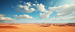 Desert landscape Background. Clouds in sky. Wallpaper. Copy space concept.