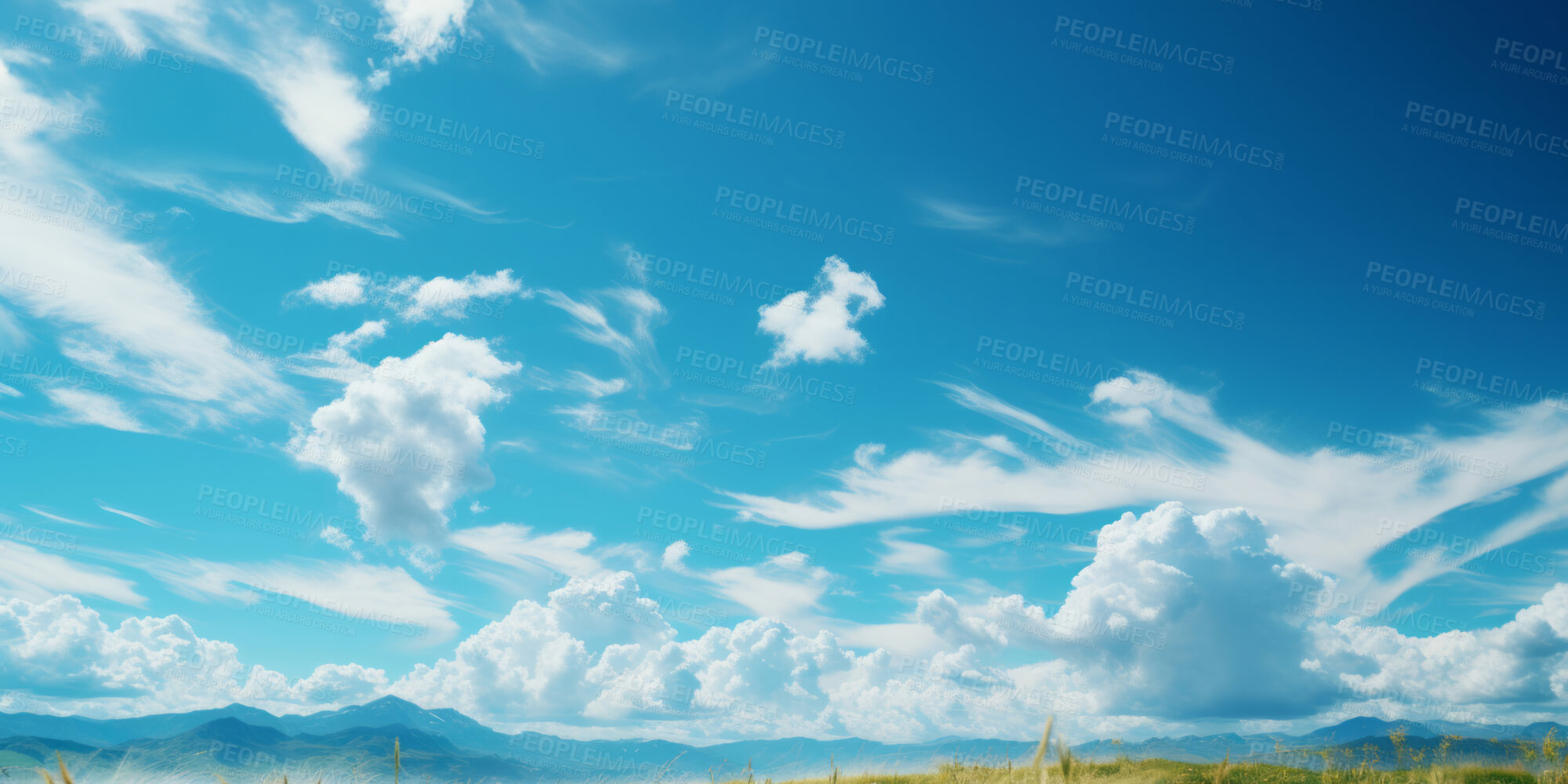 Buy stock photo Wide view of lake. Cloudy blue-sky. Background concept.