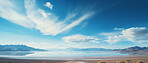 Wide view of lake. Cloudy blue-sky. Background concept.