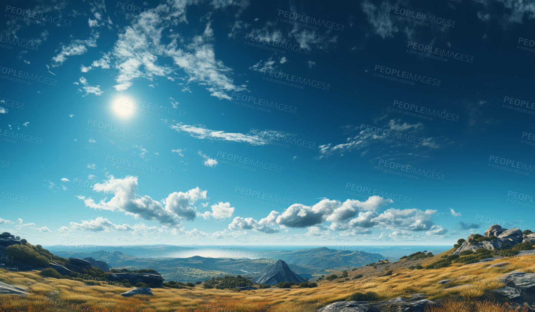 Buy stock photo Wide landscape Background. Clouds in sky. Wallpaper. Copy space concept.