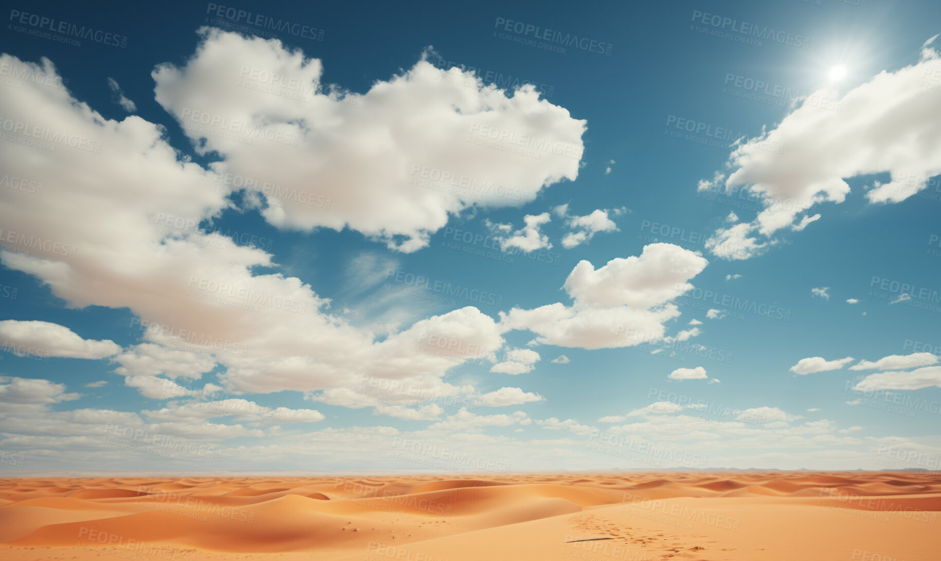 Buy stock photo Desert landscape Background. Clouds in sky. Wallpaper. Copy space concept.