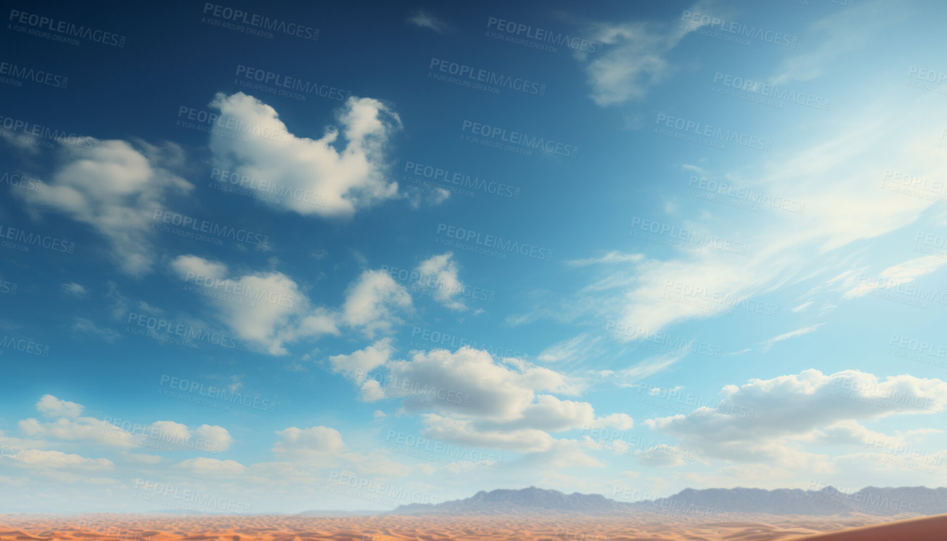 Buy stock photo Desert landscape Background. Clouds in sky. Wallpaper. Copy space concept.