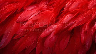 Closeup red feathers creative banner. Abstract art texture detail background