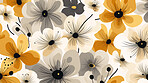 Abstrac flower art seamless pattern illustration. Modern hand drawn floral painting