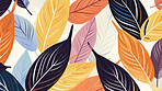 Autumn fall plant leaf seamless pattern. Vintage leaves background illustration.