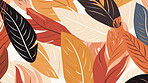 Autumn fall plant leaf seamless pattern. Vintage leaves background illustration.