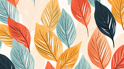 Autumn fall plant leaf seamless pattern. Vintage leaves background illustration.
