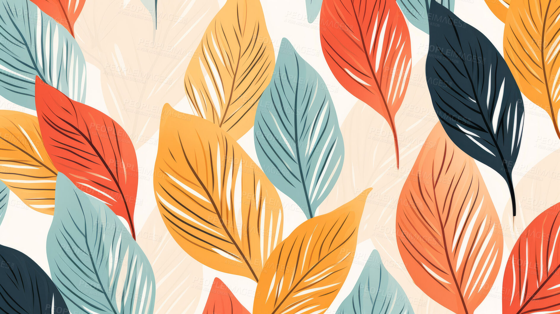 Buy stock photo Autumn fall plant leaf seamless pattern. Vintage leaves background illustration.