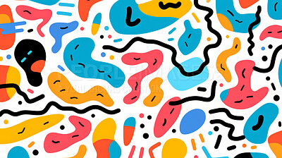 Colorful abstract art doodle shape seamless pattern. Creative shapes background.