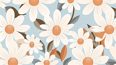 Abstrac flower art seamless pattern illustration. Modern hand drawn floral painting