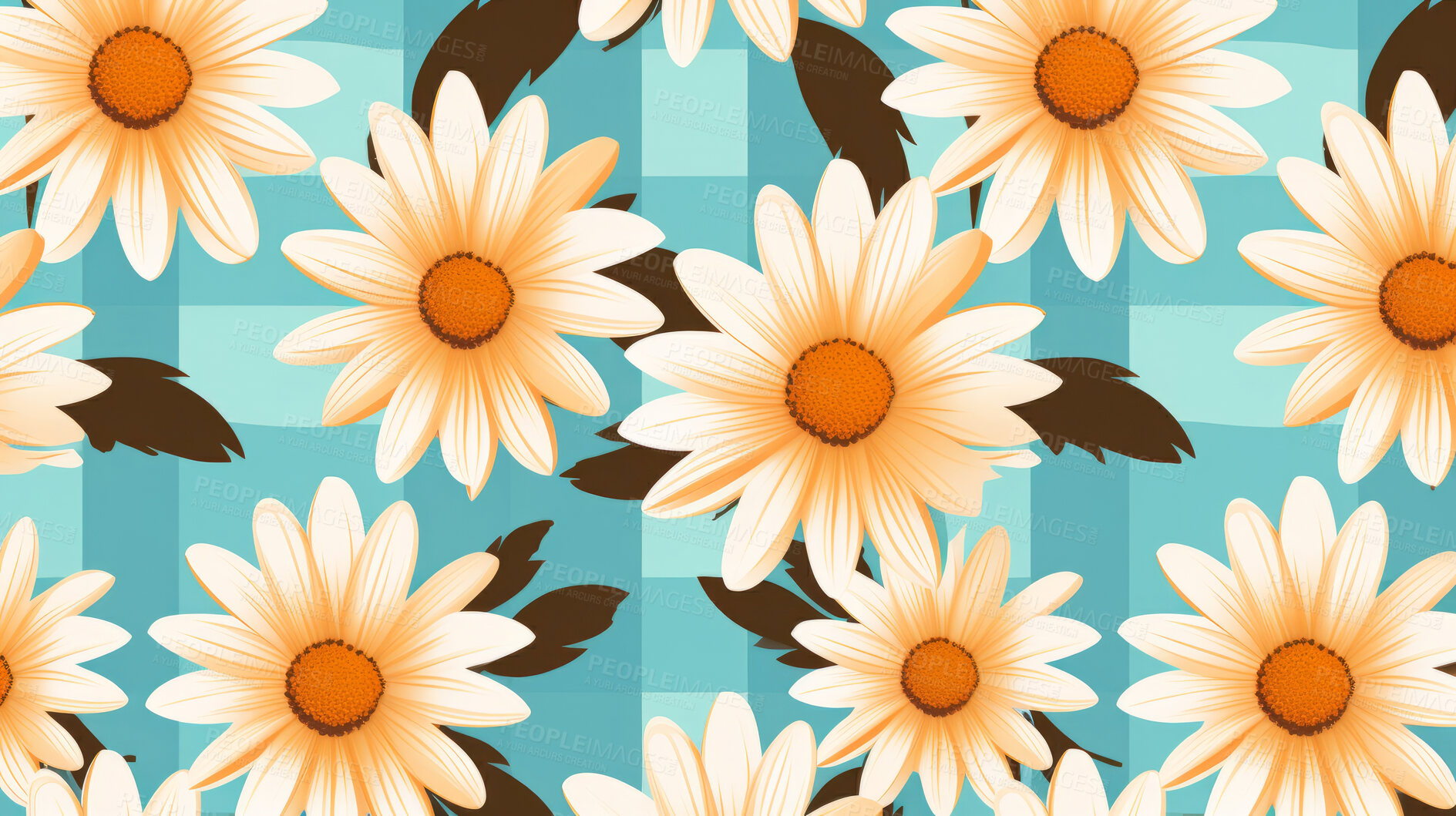 Buy stock photo Abstrac flower art seamless pattern illustration. Modern hand drawn floral painting