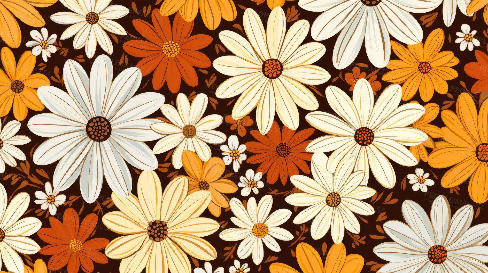 Buy stock photo Abstrac flower art seamless pattern illustration. Modern hand drawn floral painting