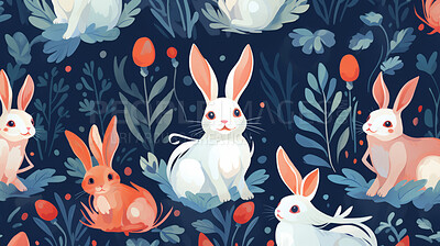 Seamless pattern with cartoon bunnies. Background wallpaper design concept