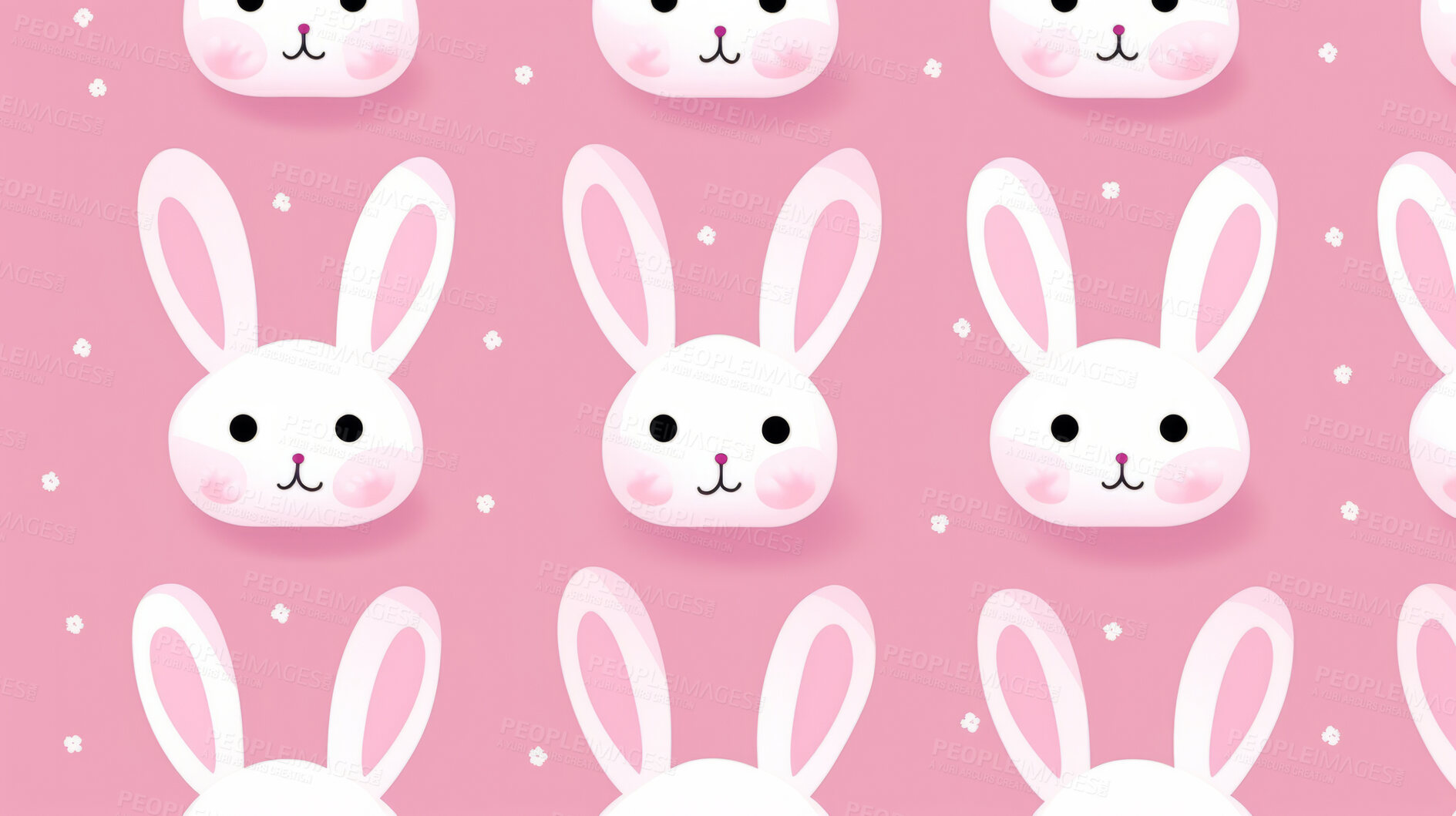 Buy stock photo Seamless pattern with cartoon bunnies. Background wallpaper design concept